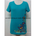 Fashion Custom Embroidery Round Neck Cotton Hot Wholesale Girl Tee Shirt